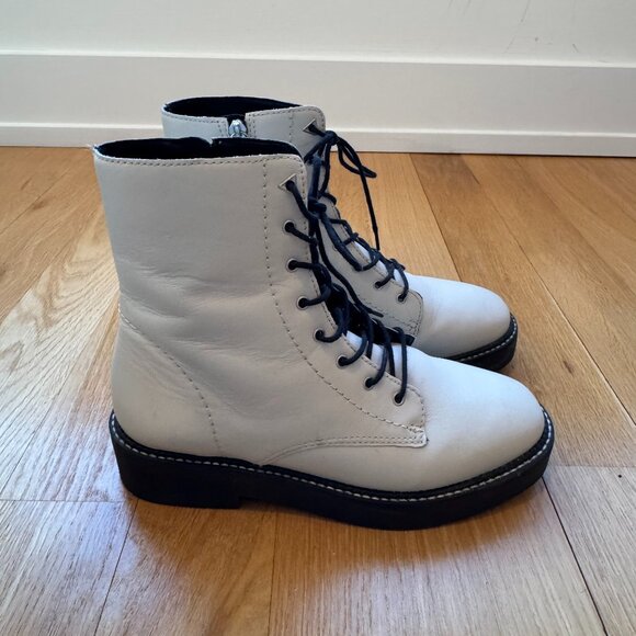 SCHUTZ McKenzie Pearl White Combat Boots - Womens Size 8 - Picture 2 of 7